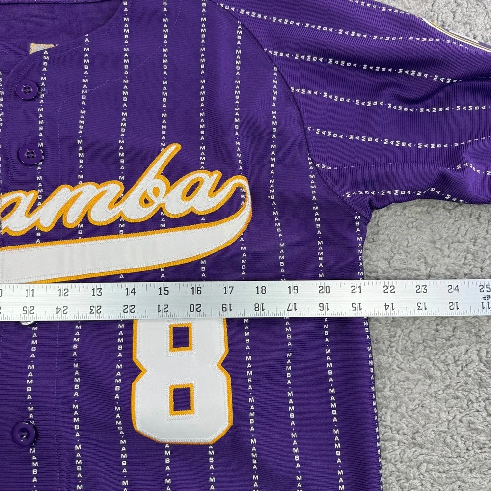 Headgear Classics Kobe Bryant Lakers Mamba Pinstripe Purple Baseball Jersey‎ Med